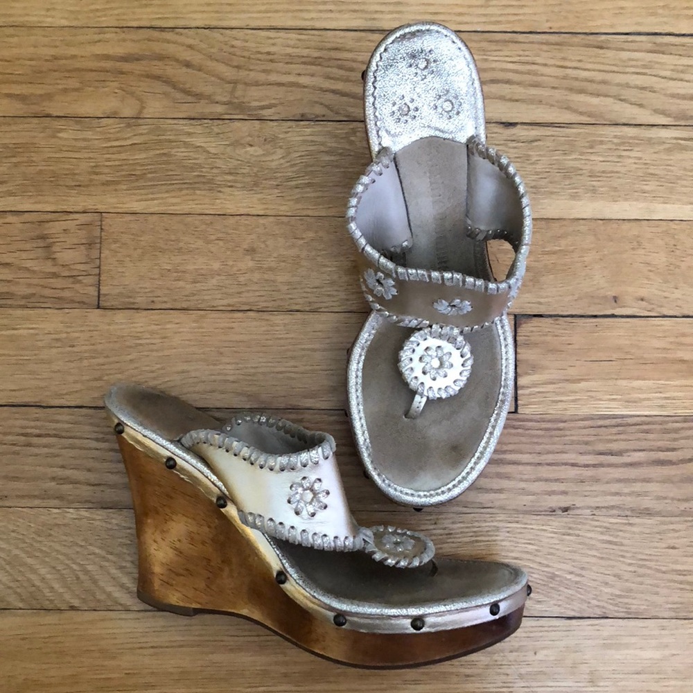 Jack Rogers Gold Wedge Sandals